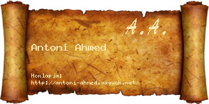 Antoni Ahmed névjegykártya